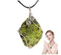 NIDONE Moldavite, cristal Moldavite, collier en cristal enveloppé de fil avec cordon, exquis pour hommes, cadeau des femmes