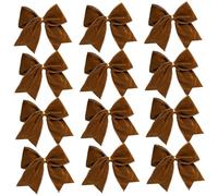 NIDONE Nœuds d'arbre de Noël 12 pièces 6x6 Pouces nœuds de Noël en Velours nœud décoratif Polyvalent pour l'emballage, l'artisanat, la Guirlande, Le Swag, la Couronne, Marron