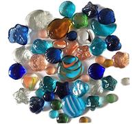 NIDONE Toys pour Enfants Sept Couleurs en Verre Crystal Balle Perle Plate Multicolore de Galets de Galets Aquarium Paysage marbres décoratifs, coloré 2, 500g, Cailloux en Verre