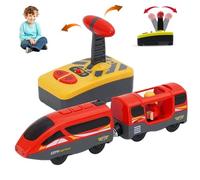 NIDONE Train télécommandé Voiture électrique Jouet Train motorisé pour Piste en Bois opération Simple Ensemble électrique avec lumière et Musique pour Enfants Tout-Petits Cadeaux d'halloween, Style 1