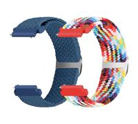 Nidoujin Lot de 2 bracelets élastiques de rechange en nylon tressé à fermeture rapide pour Samsung Galaxy/Garmin/Fossil/Amazfit/Huawei Watch, bleu + arc-en-ciel, 20mm