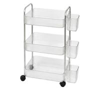 Nidoul Chariot de cuisine à 3 niveaux, chariot avec gobelets suspendus supplémentaires, poignées, roues verrouillables, chariot de service pour salon, salle de bain, cuisine, bureau, décoration de