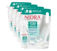 NIDRA | Éco-Recharge Nettoyant Intime, Rafraîchissant avec Antibactérien, Protéines de Lait, Format Économique, Testé Gynécologiquement, Made in Italy, 1000 ml (Lot de 4)