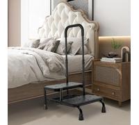 NIdreamCE Escabeau Marchepied pour Lits Superposés Adultes - 2 Tabourets Réglables avec Main Courante, Plateforme Antidérapante, Usage Cuisine/Voiture/Caravane/Baignoire/Lit(Noir)