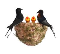 Nids d'hirondelle artificiels - Ensemble de faux nids d'oiseaux, statues et ornements de jardin | Réplique de nid d'hirondelle, avec oiseaux artificiels, accent de jardin, outils éducatifs, décoration