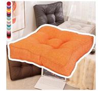 NIDSNID Cuscino da Sedia in Lino - 2 in 1 Cuscino per Seduta e Schienale, 9cm di Spessore, 22 Colori, 3 Misure (40x40 / 45x45 / 50x50) - per CASA, Ufficio e Giardino (Orange,1 Pc 50×50)
