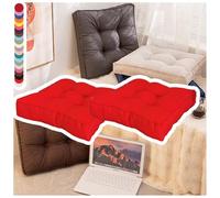 NIDSNID Cuscino da Sedia in Lino - 2 in 1 Cuscino per Seduta e Schienale, 9cm di Spessore, 22 Colori, 3 Misure (40x40 / 45x45 / 50x50) - per CASA, Ufficio e Giardino (Rouge,2- Pc 50×50)