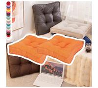 NIDSNID Cuscino da Sedia in Lino - 2 in 1 Cuscino per Seduta e Schienale, 9cm di Spessore, 22 Colori, 3 Misure (40x40 / 45x45 / 50x50) - per CASA, Ufficio e Giardino (Orange,2- Pc 50×50)