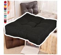 NIDSNID Cuscino da Sedia in Lino - 2 in 1 Cuscino per Seduta e Schienale, 9cm di Spessore, 22 Colori, 3 Misure (40x40 / 45x45 / 50x50) - per CASA, Ufficio e Giardino (Noir,1 Pc 45×45)