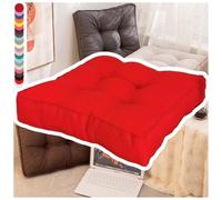 NIDSNID Cuscino da Sedia in Lino - 2 in 1 Cuscino per Seduta e Schienale, 9cm di Spessore, 22 Colori, 3 Misure (40x40 / 45x45 / 50x50) - per CASA, Ufficio e Giardino (Rouge,1 Pc 45×45)