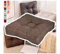 NIDSNID Cuscino da Sedia in Lino - 2 in 1 Cuscino per Seduta e Schienale, 9cm di Spessore, 22 Colori, 3 Misure (40x40 / 45x45 / 50x50) - per CASA, Ufficio e Giardino (Camel foncé,1 Pc 50×50)