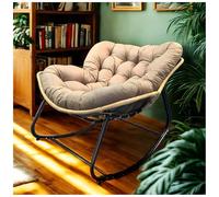 NIDSNID Fauteuil à Bascule en Résine Tressée,Chaise à Bascule de Patio extérieur,Fauteuil de Lecture - Idéal pour Balcon, Jardin, Salon (Marron,Grand-125X115)