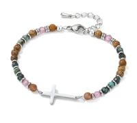 NIEBYI Bracelet avec croix chrétienne pour femme, cadeau de confirmation, baptême, Pâques, cadeau unique pour amis, fille, maman, sœur en Christ pour un anniversaire, Noël