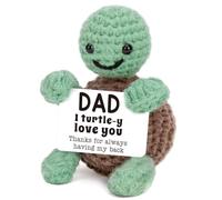 NIEBYI Mini tortue amusante de la part de sa fille, fils, épouse, cadeau d'anniversaire pour papa, père, papa, « I Love You », petites choses mignonnes, tortue au crochet faite à la main