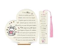 Nièce Cadeaux Lapin Anniversaire Enseignes en Bois Marque-Page Ensemble de 2 Pièces Diplômes Inspirant Signes de Cœur Noël Famille Femmes Filles Encourager Pâques Nouvel An Souvenirs Géniale