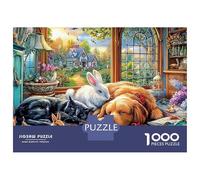 Niedliche Haustiere Szene 1000 Pièces Puzzle Impossible Belle Décoration Familiale Tiere im gemütlichen Zimmer Puzzle Jouets De Jeu pour Adultes 70x50cm/1000pcs