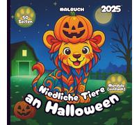 Niedliche Tiere an Halloween - Malbuch 2025 - Einfacher Mandala-Stil: 50 Seiten mit süßen & niedlichen Tieren bereit für Süßes oder Saures