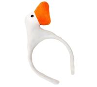 Niedliches Gans-Stirnband für Damen & Mädchen - Elastisches Spa Haarband zum Gesichtwaschen, Schminken & Hautpflege - Weicher Plüsch-Haarreif für Dusche, Yoga & Wellness - Weiß/Gelb
