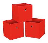 NieEnjoy Cubes de Rangement Pliables Bacs, 27,9 cm Cube de Rangement en Tissu Boîte de Rangement en Tissu Cubes Paniers Organisateurs avec Poignées pour Organiseur de Maison Lot de 3 (Rouge)