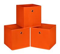 NieEnjoy Lot de 3 cubes de rangement pliables en tissu avec deux poignées pour organiseur de maison - 27,9 cm (orange)