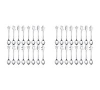 NIEI Lot de 32 décorations de Noël en acier inoxydable pour la maison, cuillères à café, cuillères à dessert, vaisselle, cuisine, cadeaux du Nouvel An, argent