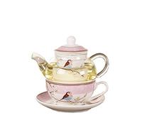 NIEI Théière en céramique motif fleur oiseau tasse soucoupe verre résistant à la chaleur tasse à café thé thé après-midi service à thé rose