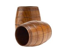 Niejgay 2 Pièces Tasses à Thé Classiques en Bois Tasse à Bière en Forme de Tonneau pour Café, Chaudes, Lait, Vin, 210 ML