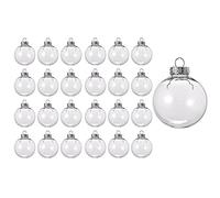 Niejgay Boules de Noël remplissables en plastique transparent de 24 pièces de 8 cm Décoration pour sapin de Noël DIY Arts et artisanat