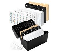 Niejgay Ensemble de Porte-Fiches 3 X 5 Pouces - Boîte de Recettes Robuste avec Séparateurs, Cartes Lignées et Autocollants, Installation Facile