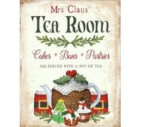 Niekea Plaque de Noël en métal avec inscription « Mrs Tea Room » - 40,6 x 30,5 cm