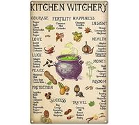 Niekea Plaque en métal de sorcière de cuisine - Vintage - En aluminium - Décoration murale pour cuisine et restaurant - 20,3 x 30,5 cm