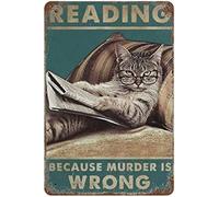 Niekea Plaque en métal rétro avec inscription « Home Bar Reading Because Murder Is Wrong » - 30,5 x 20,3 cm