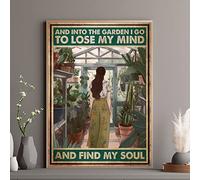 Niekea Plaque vintage en métal avec inscription « And Into The Garden Lose My Mind Find My Soul » - Affiche vintage pour jardinier - 30,5 x 20,3 cm