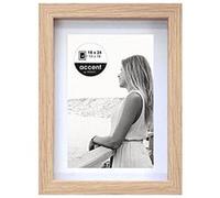 accent by nielsen cadre objetavec passe-partout, 18 x 24 cm, bois (MDF), Chêne, cadre photopour poser et accrocherau format paysage et portrait, verre véritable, Aura