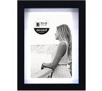 Nielsen Cadre photo Aura – Bois (MDF) 18×24 cm Noir, passe‑partout, verre véritable