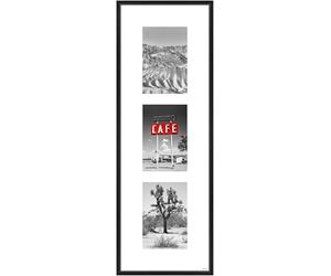 nielsen cadre collageavec passe-partout, 20x60 cm - 3x 10x15 cm, aluminium, Noir mat, collage mit 3 Bildernpour accrocherau format paysage et portrait, verre véritable, Gallery Junior