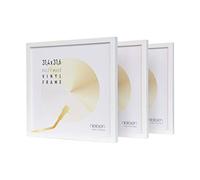 nielsen cadre disque, 31,4 x 31,6 cm (set de 3), bois, Blanc pur, cadre vinylepour accrocherau format paysage et portrait, verre synthétique, Vinyl Holz