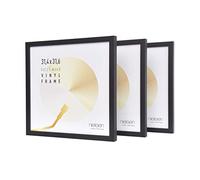 nielsen cadre disque, 31,4 x 31,6 cm (set de 3), bois, Noir, cadre vinylepour accrocherau format paysage et portrait, verre synthétique, Vinyl Holz