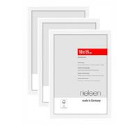 nielsen cadre photo, 10 x 15 cm (set de 3), aluminium, Blanc mat, cadre photopour poserau format paysage et portrait, verre synthétique, Atlanta