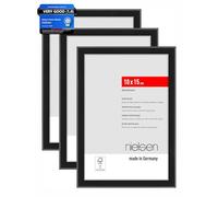 nielsen cadre photo, 10 x 15 cm (set de 3), aluminium, Noir mat, cadre photopour poserau format paysage et portrait, verre synthétique, Atlanta