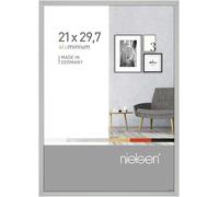 nielsen cadre photo, 21 x 29,7 cm (A4), aluminium, Argent mat, cadre documentpour accrocherau format paysage et portrait, verre véritable, Pixel