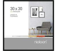 nielsen cadre photo, 30 x 30 cm, aluminium, Noir brillant, cadrepour accrocherau format paysage et portrait, verre véritable, Pixel