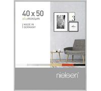 nielsen cadre photo, 40 x 50 cm, aluminium, Argent mat, cadre affichepour accrocherau format paysage et portrait, verre véritable, Pixel