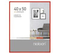nielsen cadre photo, 40 x 50 cm, aluminium, Rouge brillant, cadre affichepour accrocherau format paysage et portrait, verre véritable, Pixel