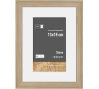 nielsen cadre photoavec passe-partout, 13 x 18 cm, bois, Chêne, cadre photopour poser et accrocherau format paysage et portrait, verre véritable, Skava