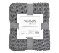 nielsen HOME Couverture Alen tricotée, 150x200 cm, Gris Clair, 100% Coton, Ökotex