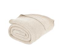 nielsen HOME Couverture d'intérieur Jaron Finement tricotée, 150x200 cm, Blanc crème, 100% Coton, Aspect Chevron