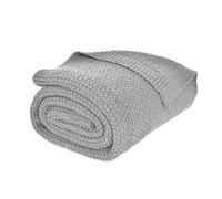 nielsen HOME Couverture d'intérieur Jaron Finement tricotée, 150x200 cm, Gris Clair, 100% Coton, Aspect Chevron