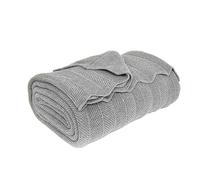 nielsen HOME Couverture d'intérieur Milo Finement tricotée, 150x200 cm, Gris Clair, 100% Coton, Aspect Chevron