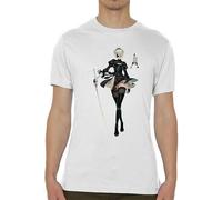 Nier Automata 2B Sexy Art Printed Men's T-Shirt Tshirt Short-Sleeved Tops Tee Shirt-